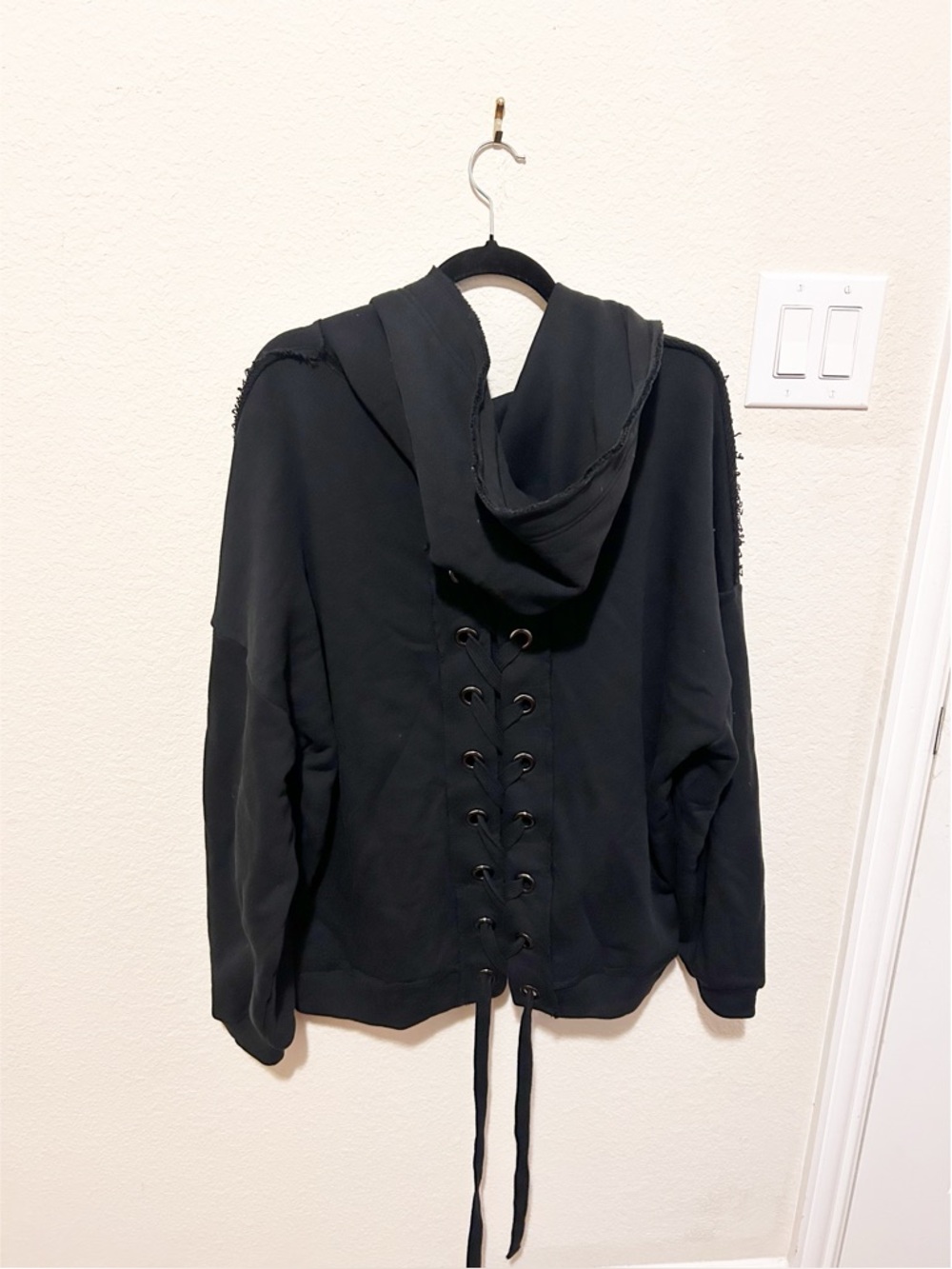 NWT Free People Ragabond Kriss Cross Lace Up Hoodie Sweatshirt - Picture 6 of 6
